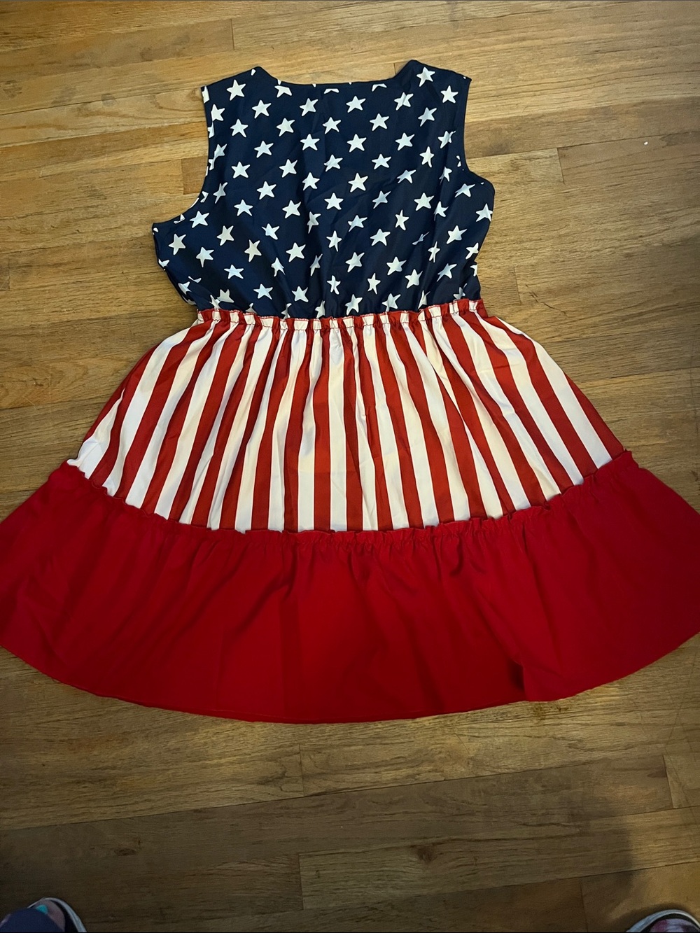 Sleeveless Stars & Stripes Midi Dress in Red, White & Blue - Picture 4 of 9